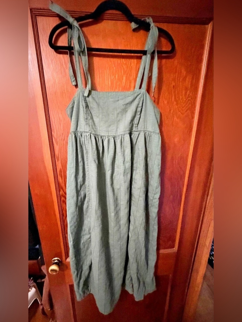 Old Navy Tie-Shoulder Dobby Midi/Maxi Dress Green